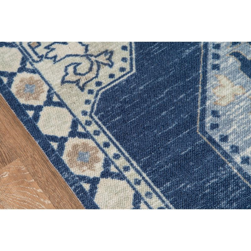 Momeni 6'6"x9' Anatolia Thoma Medallion Machine Loomed Area Rug Navy Blue: Wool & Nylon, Low Pile, Indoor Classic Pattern