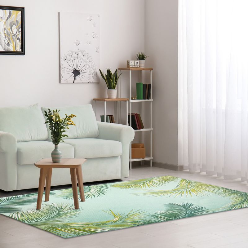 Liora Manne Marina Palm Border Indoor/Outdoor Rug Aqua 3'3" x 4'11"