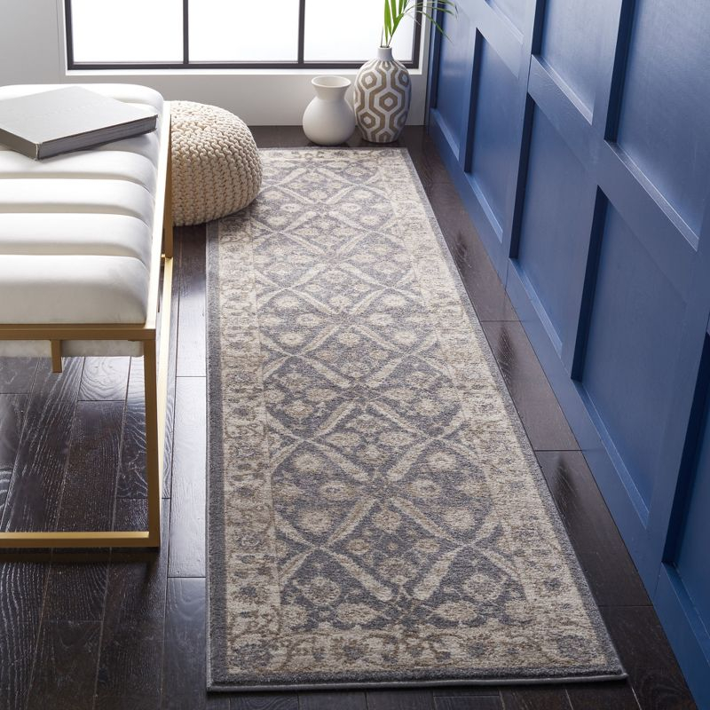 Sofia SOF378 Power Loomed Runner Rug - Dark Grey/Beige - 2'2"x8' - Safavieh.