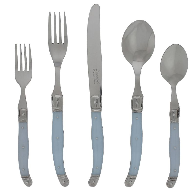 French Home Laguoile 20pc Stainless Steel Silverware Set Blue: Flatware Set, Service for 4, Dishwasher-Safe