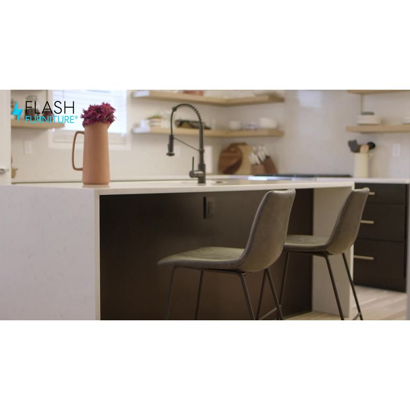 Flash Furniture 24 inch LeatherSoft Counter Height Barstools in Light Brown, Set of 2