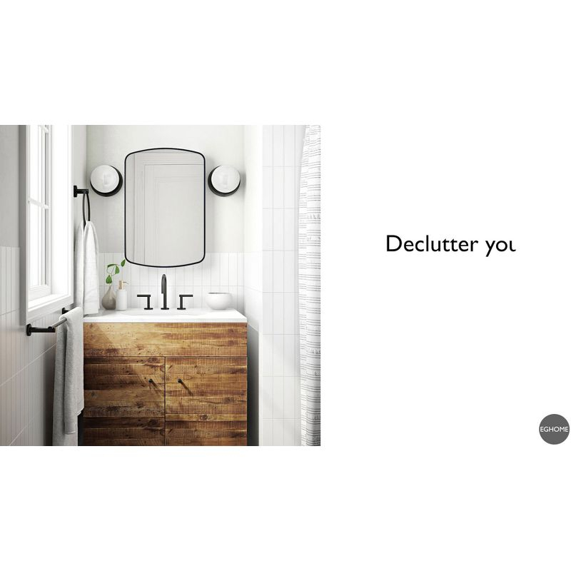 TEHOME 18 in. W x 27 in. H Arched Recessed and Surface Mount Metal Framed Bathroom Medicine Cabinet with Mirror in Brushed Gold