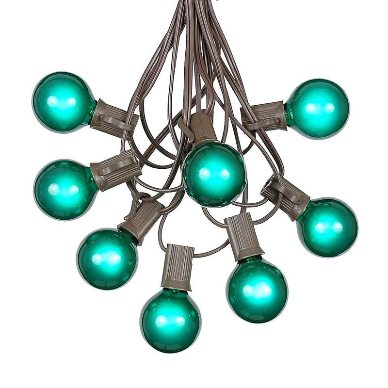 Novelty Lights 100 Feet Green G40 Globe Outdoor Patio String Lights, Brown Wire