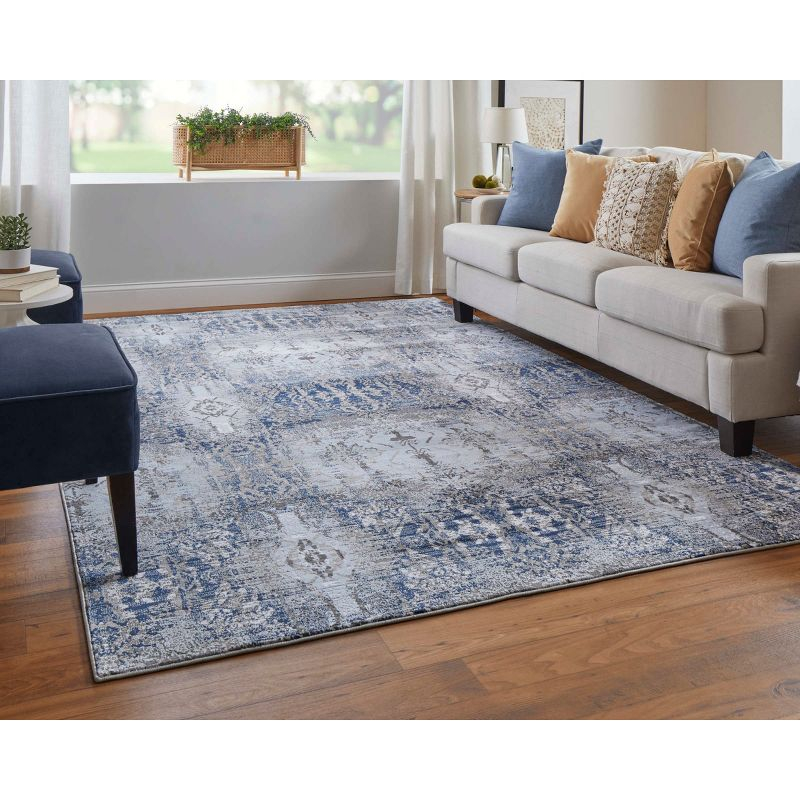 Gaspar Modern Damask Blue/Gray/Taupe Area Rug