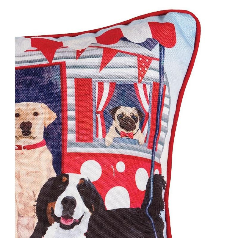 C&F Home 18" x 18" Dog Caravan 4th of July Patriotic, Printed Cotton Square Throw Pillow Large