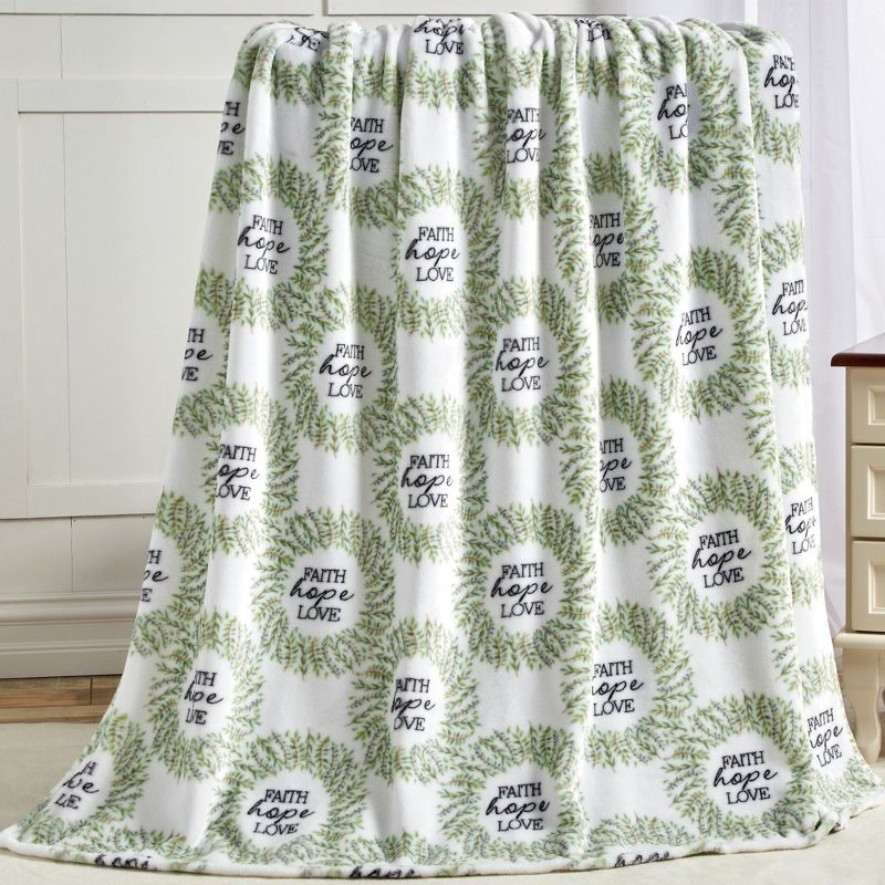 Plazatex Faith Hope And Love Micro plush Decorative All Season Multi Color 50" X 70" Throw Blanket