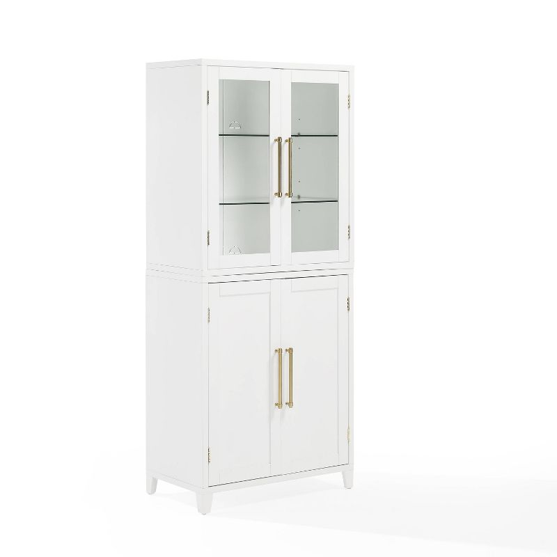 Crosley 70" Roarke Pantry Storage Cabinet with Glass Door Hutch White