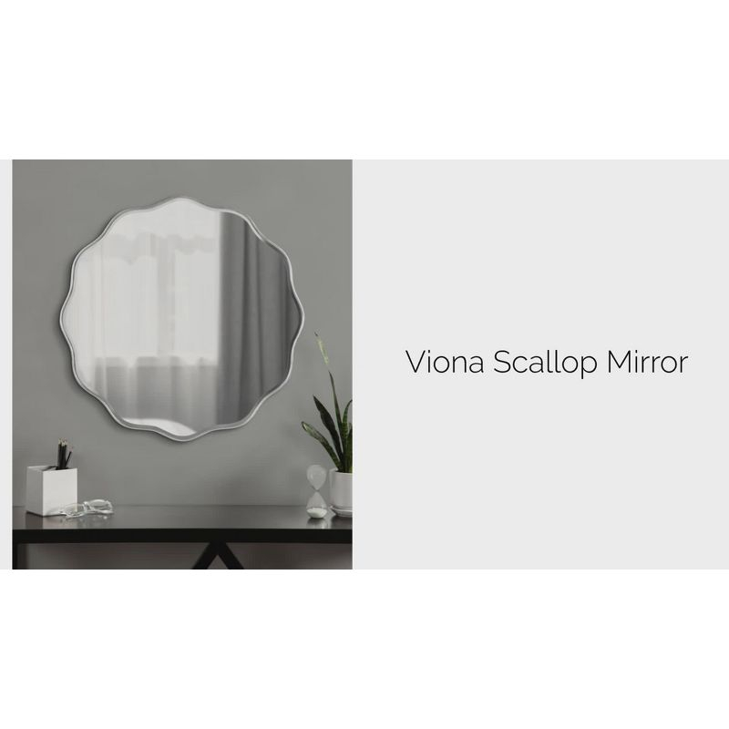 Kate & Laurel All Things Decor 26"x26" Viona Round Scalloped Mirror Gold: Modern Style, No Assembly, Wall Mounted