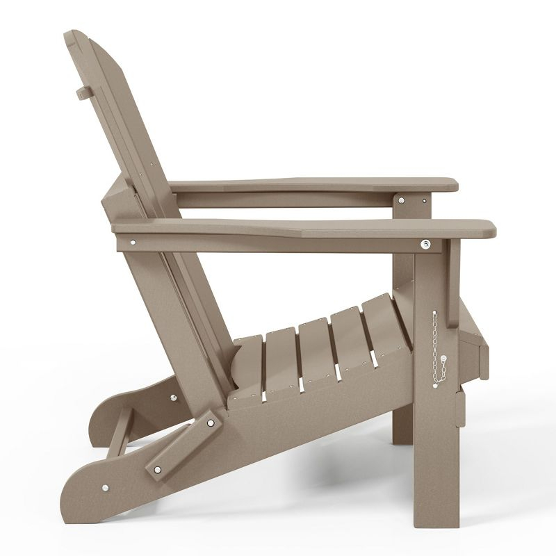 WestinTrends Malibu HDPE Outdoor Patio Folding Adirondack Chair (Set of 4), Weather Wood