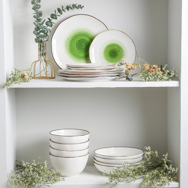 Christian Siriano Luma 32-Piece Dinnerware Set Porcelain, Service for 8, Green