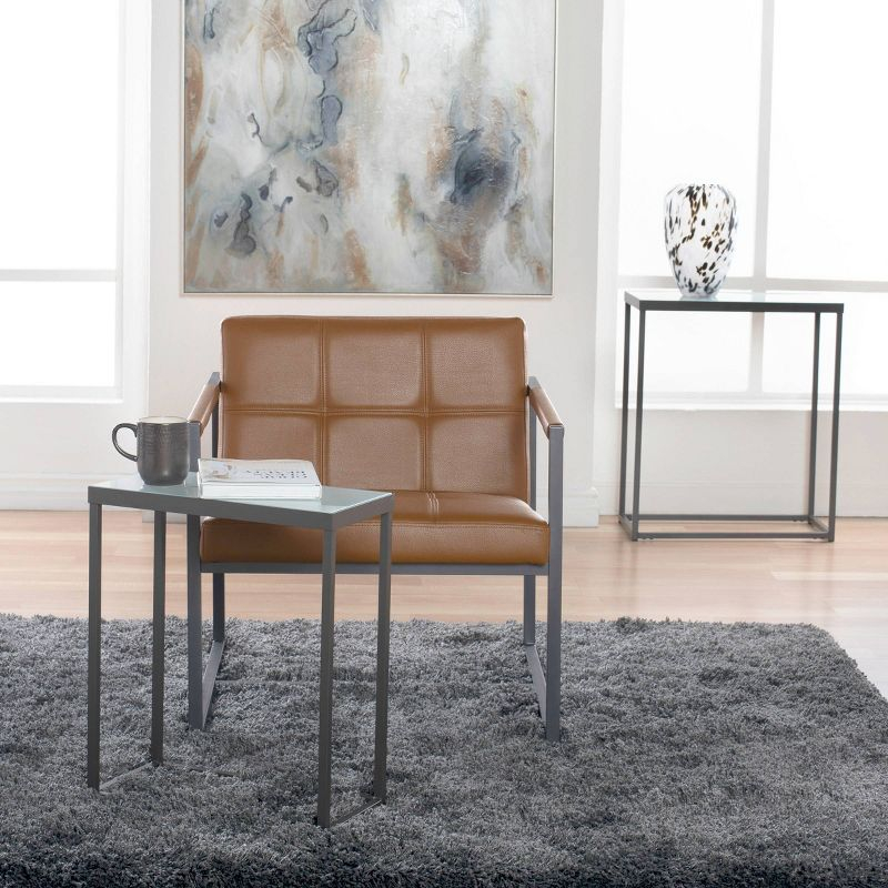 Camber Accent Chair Caramel: Studio Designs Home, Faux Leather, Metal Frame, Mid-Century Design, 250lb Capacity