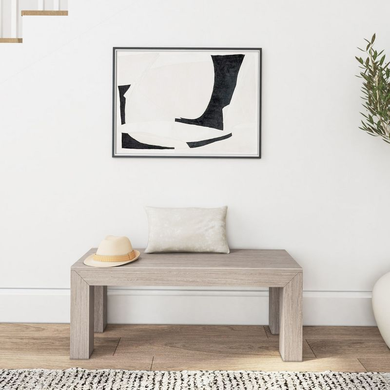 Plank+Beam Modern Dining Bench, Solid Wood Bench for Dining Table, 49", Seashell Wirebrush