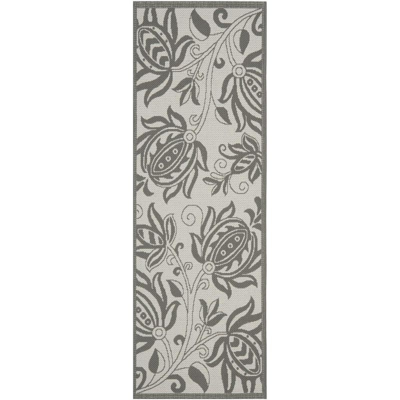 Courtyard CY6109 Power Loomed Indoor/Outdoor Runner Rug - Light Grey/Anthracite - 2'3"x10' - Safavieh.
