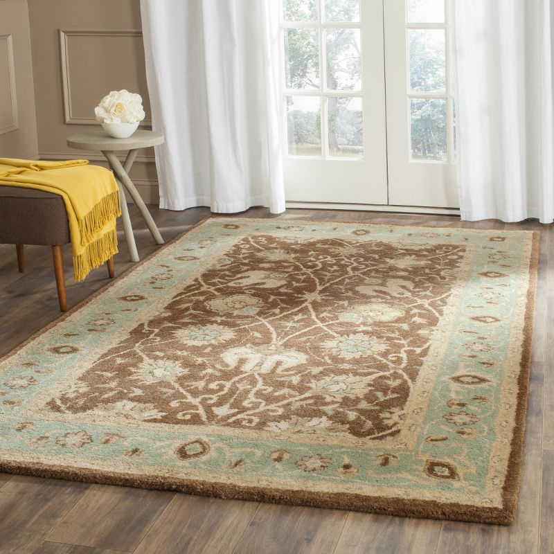 Antiquity AT21 Hand Tufted Indoor Area Rug - Brown/Green - 7'6"x9'6" - Safavieh