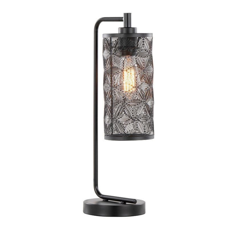 LumiSource (Set of 2) Gwen 18" Contemporary Metal Task Lamps Matte Black Metal from Grandview Gallery: UL Listed, Drum Shade, No Bulbs Included