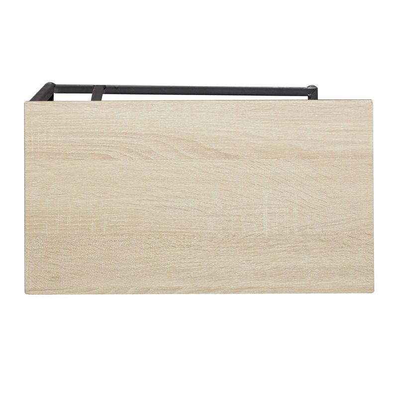 Olivia & May Contemporary Iron and Wood Accent Table Black: Sofa Side C-Table, Narrow Tray End Table