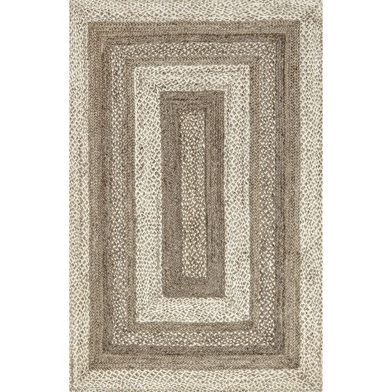 Nuloom Charlene Braided Border Jute Indoor Area Rug 8x10 in Natural