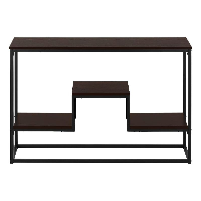 Monarch Specialties Accent Table Console Entryway Narrow Sofa Living Room Bedroom Brown Laminate Black Metal Contemporary Modern