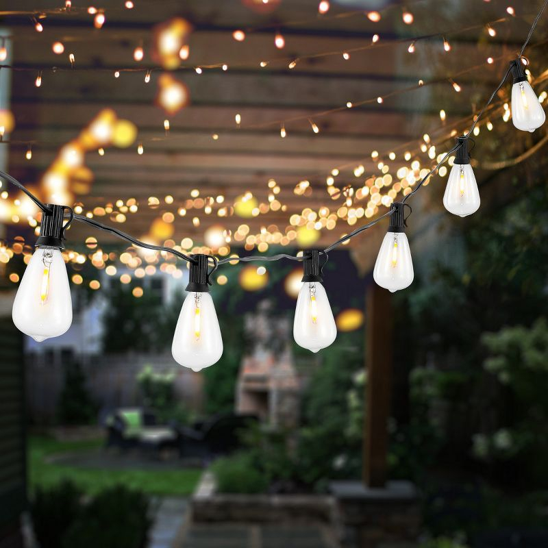 Dorcia LED Outdoor String Lights - 120" - 10 Light - PLT4043 - Black - Safavieh