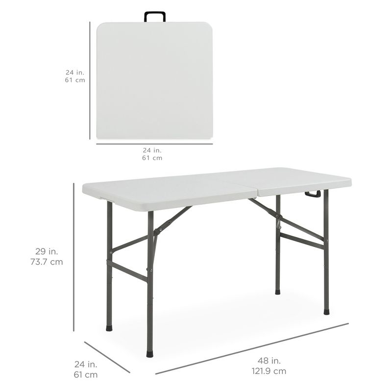 Best Choice Products 4Ft Plastic Folding Table, Indoor Outdoor Heavy Duty Portable W/ Handle, Lock For Picnic