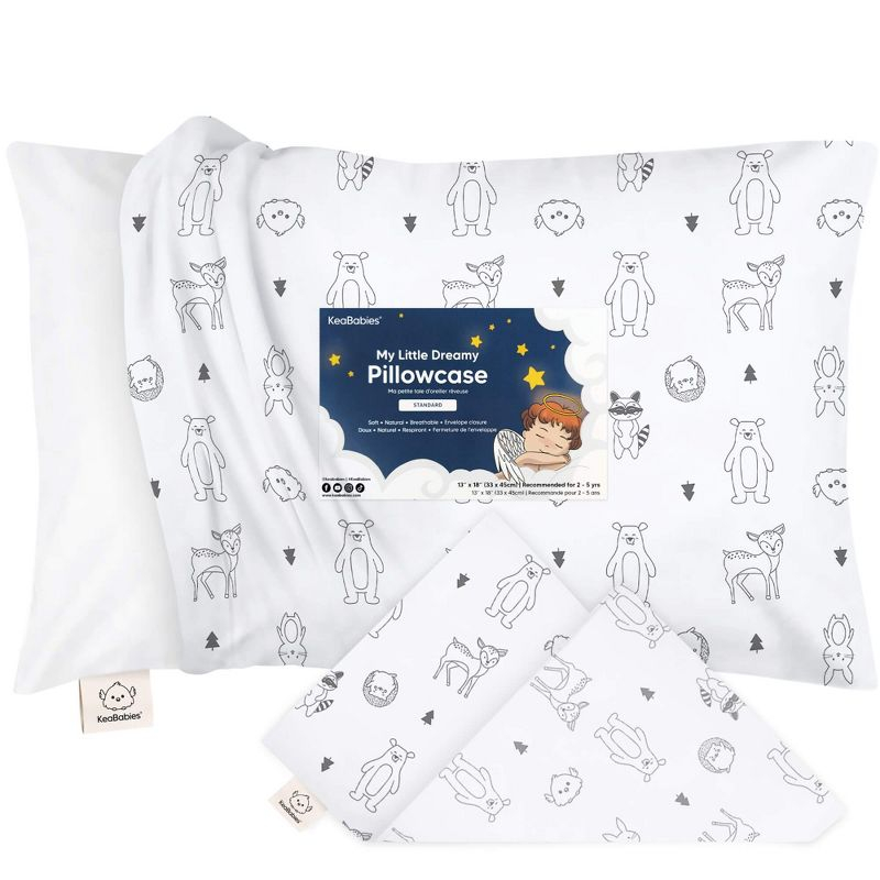 KeaBabies Toddler Pillowcase for 13X18 Pillow, Organic Toddler Pillow Case, Travel Pillow Case Cover (KeaFriends)