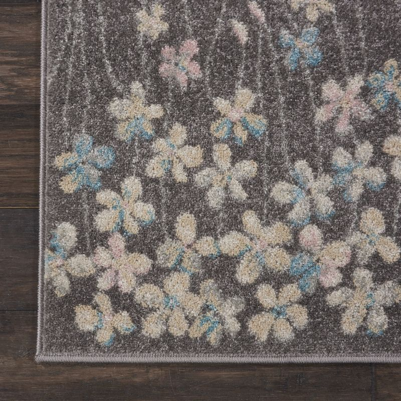 Nourison Tranquil 2'3" X 7'3" (7' Runner) Grey/Beige Indoor Area Rug Bohemian Botanical Vine and Bloom by Nourison