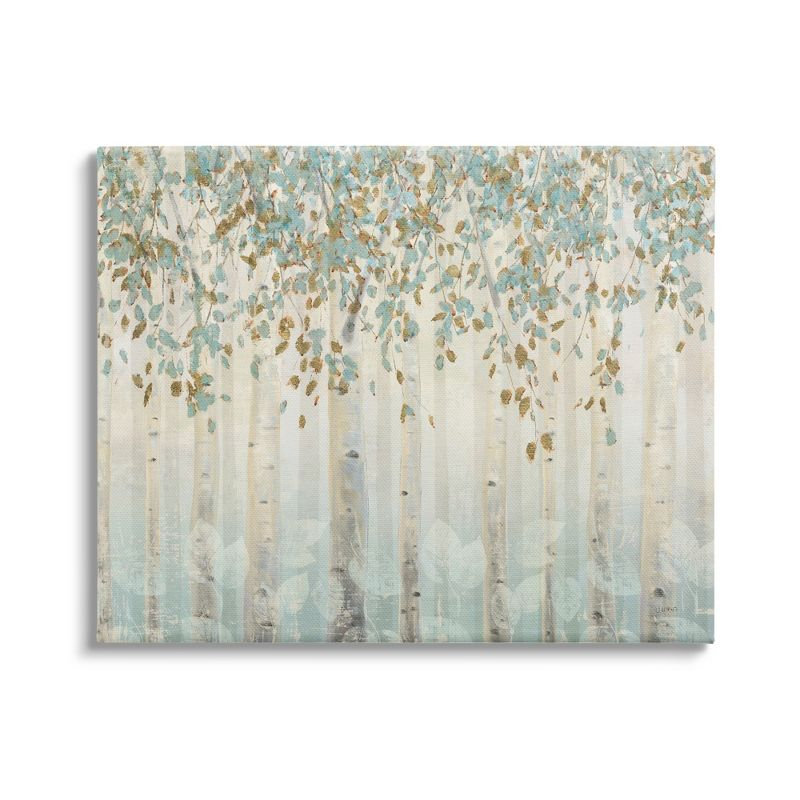 Stupell Industries Abstract Forest Leaves Trees Blue Tan Soft Painting Gallery Wrapped Canvas Wall Art, 30 x 40