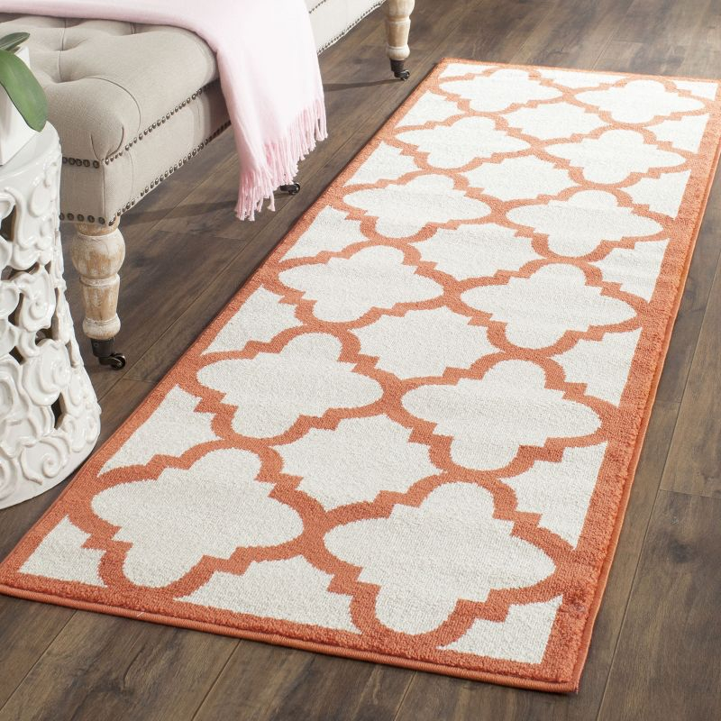 Amherst AMT423 Power Loomed Indoor Runner Rug - Beige/Orange - 2'3"x11' - Safavieh