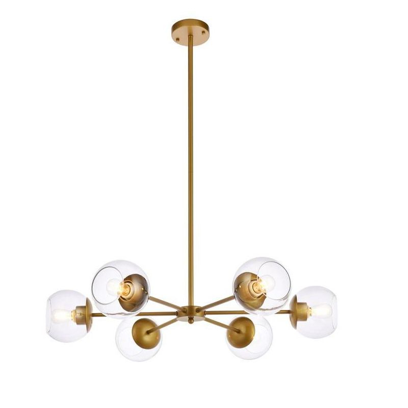 Elegant Lighting Briggs 30 inch pendant in brass with clear shade