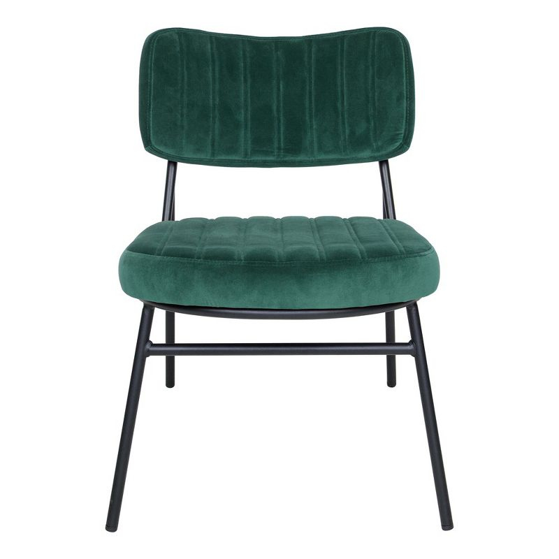 LeisureMod Marilane Velvet Accent Chairs with Cushioned Upholstery - Set of 2 for Living Rooms, Offices, and Lounges, Emerald Green