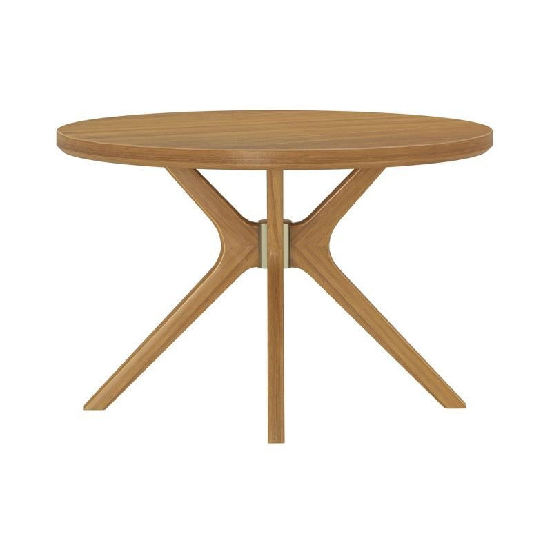 Plank+Beam Verso Round Dining Table, 47" Solid Wood Kitchen & Dining Room Table, Pecan