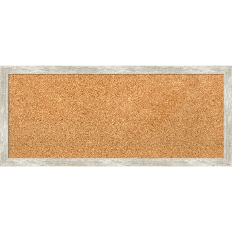 Amanti Art Natural Cork Board Framed Crackled Metallic Narrow Bulletin Board 32 in. x 14 in.
