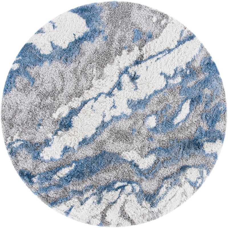 Horizon Shag 800 HZN890 Machine Made Area Rug - 5' Round - Grey/Blue - Safavieh