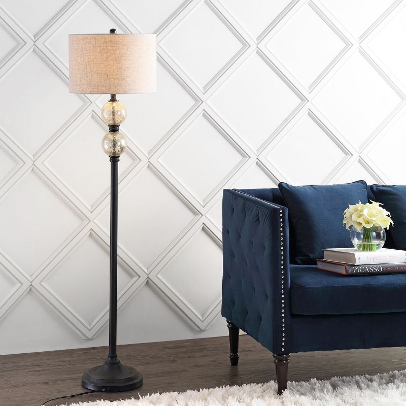 JONATHAN Y January 60" Glass/Metal LED Floor Lamp, Mercury Glass/Oil Rubbed Bronze