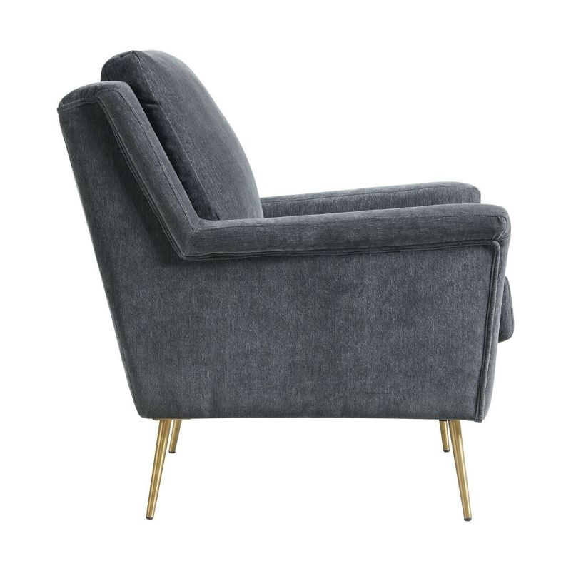 Lincoln Chair Dark Gray - Picket House Furnishings: Mid-Century, Gold Legs, Oversized Seating