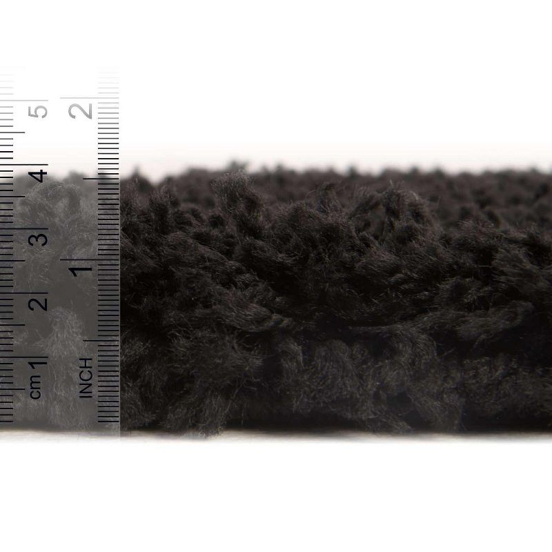 Unique Loom 4' 1 x 6' 1 Solid Shag Jet Black Area Rug