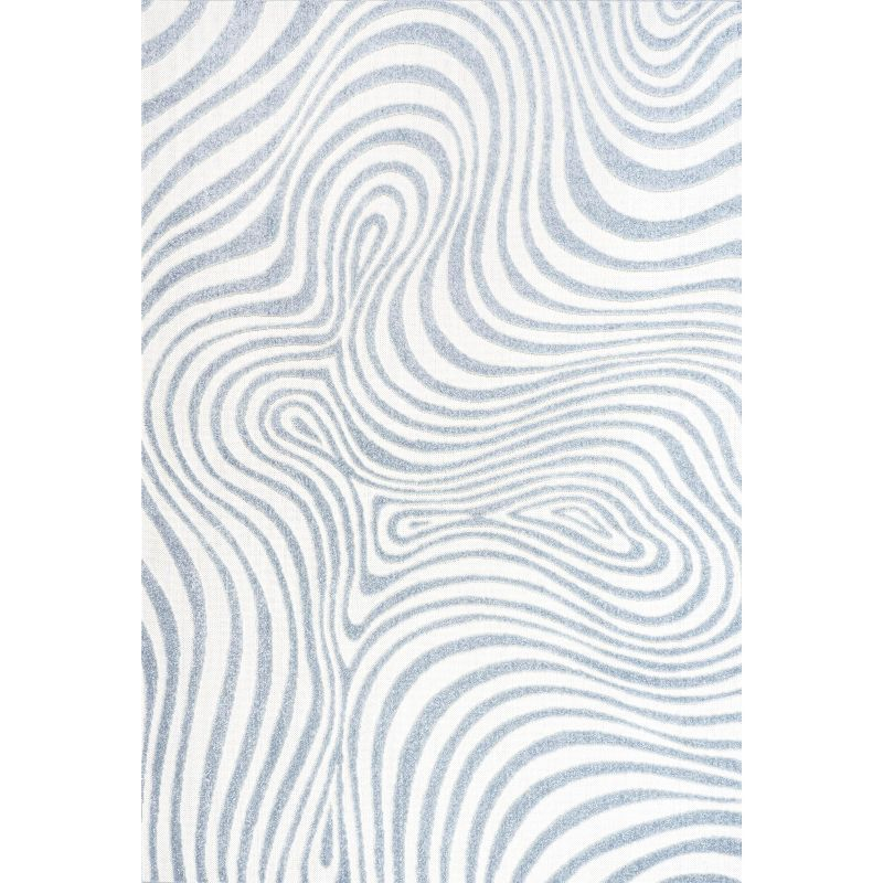 JONATHAN Y Maribo High-Low Abstract Groovy Striped Light Blue/Ivory 5 ft. x 8 ft. Indoor/Outdoor Area Rug