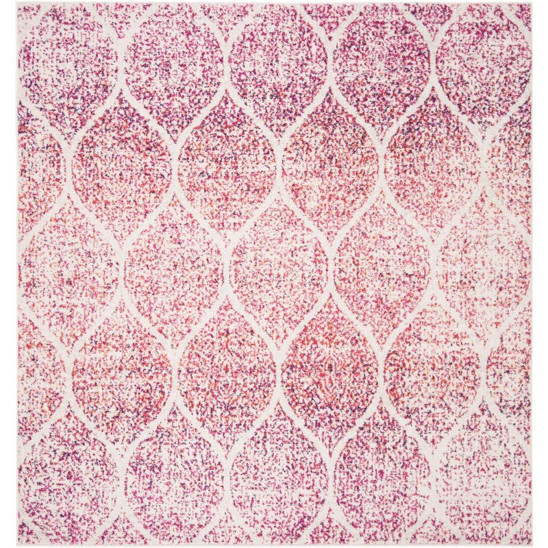 Madison MAD604 Power Loomed Indoor Area Rug - Cream/Fuchsia - 5'3"x5'3" - Safavieh