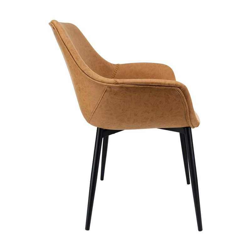 LeisureMod Markley Leather Dining Chair with Black Metal Legs