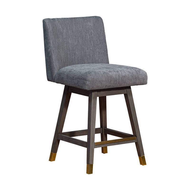 Armen Living Basila Wood Finish with Fabric Swivel Counter Height Barstool Gray Oak