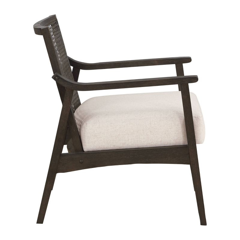 Lantana Arm Chair Linen - OSP Home Furnishings: Woven Cane Back, Polyester Cushion, Rustic Gray Finish