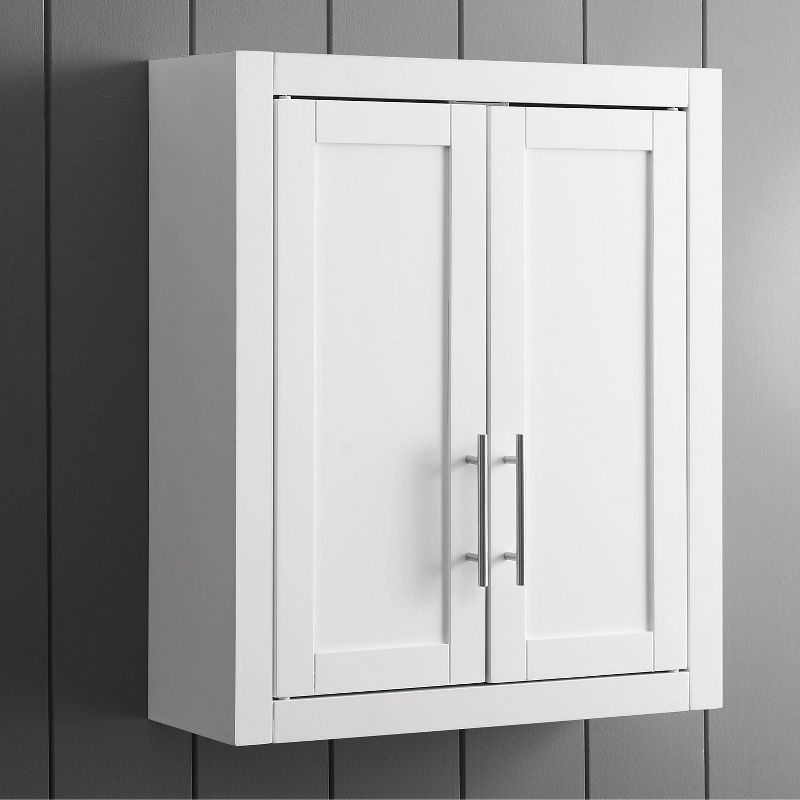 Savannah Wall Cabinet White - Crosley: Adjustable Shelves, MDF, Universal Storage, 22x26x8 inches