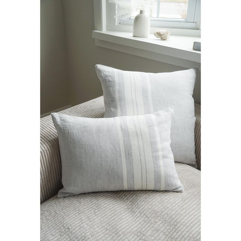Light Grey Bold Stripes So Soft Linen Pillow 14x20 Pillow Cover Only
