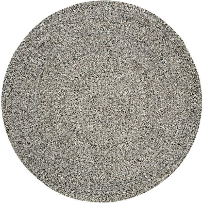 Braided BRD256 Hand Woven Indoor Area Rug - Ivory/Steel Grey - 5' Round - Safavieh
