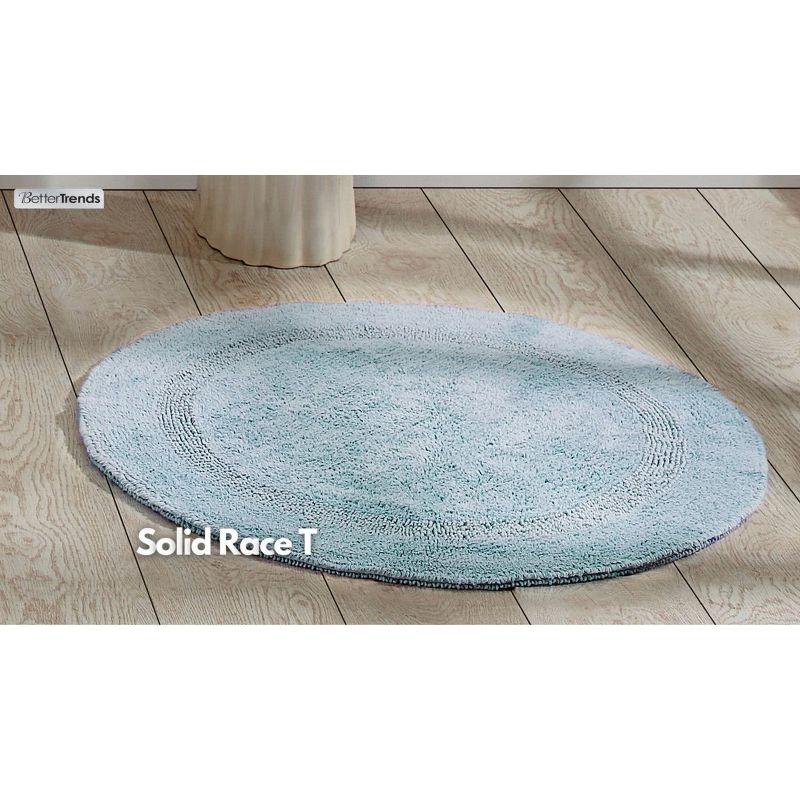 Better Trends Lux 100% Cotton Tufted Solid Reversible Bath Rug Set 2 PC (17" x 24" | 21" x 34") - Blue