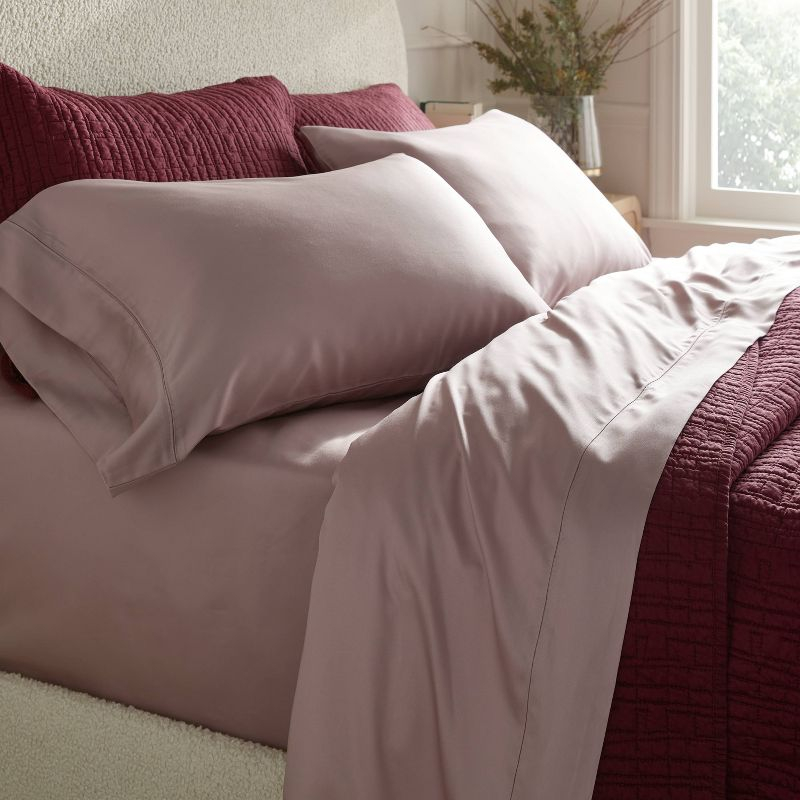 Twin/Twin XL 320 Thread Count Cool TENCEL® Lyocell Sheet Set Rose Ash - Threshold™: Satin Weave, OEKO-TEX Certified