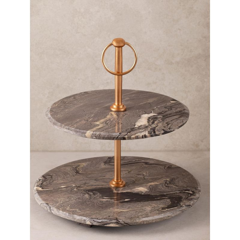 Heavenly Brown Onyx Two-Tier Cake Stand