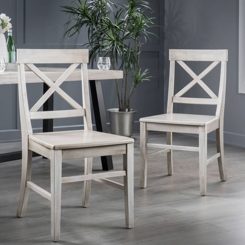 Kaniz Farmhouse Acacia Wood Dining Chairs
