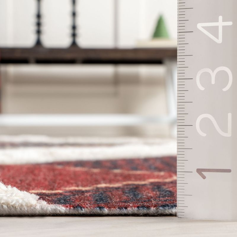 Nuloom Anastasia Plaid 9x12 Wool Indoor Area Rug for Living Room Bedroom Dining Room Kitchen, Red/Dark Blue