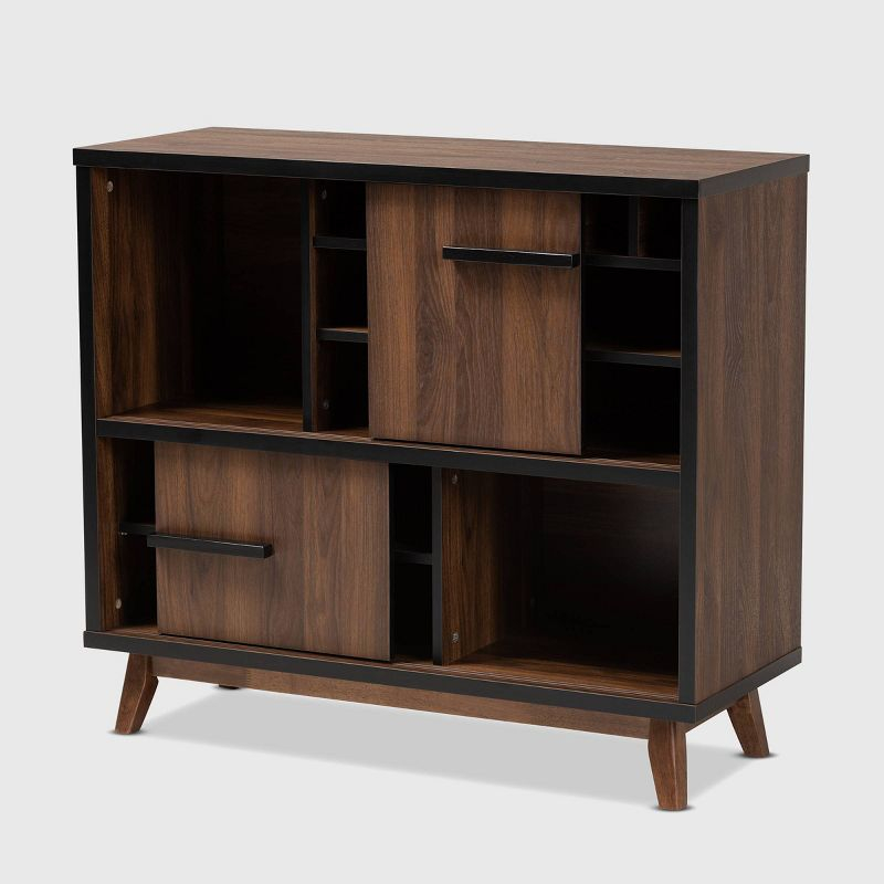 Margo Two-Tone Finished Wood Wine Storage Cabinet Walnut/Black - Baxton Studio